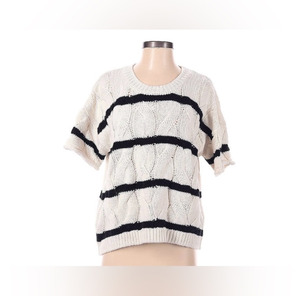 NWT Splendid Cream Knit Short Sleeve Sweater Size XS
